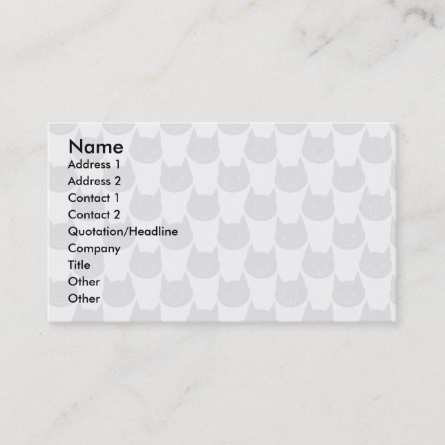 Black Cat Pattern on Light Grey. Business Card (Front)