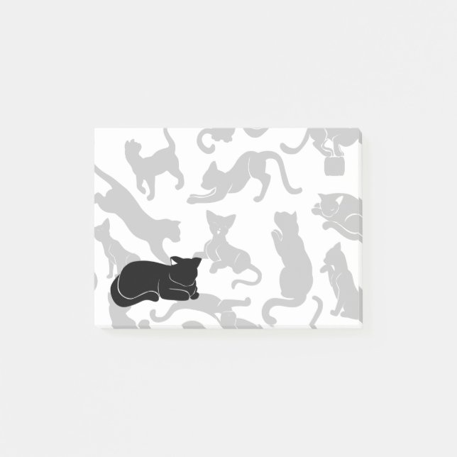 Black Cat Pattern Post-it Notes (Front)