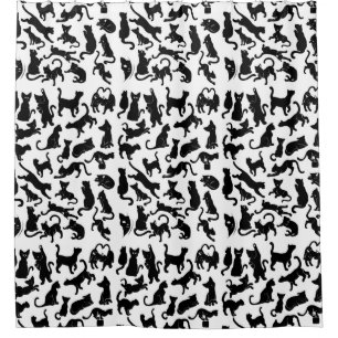 Black Cat Pattern Shower Curtain