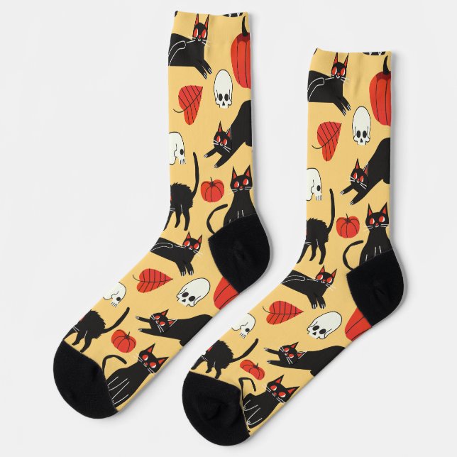 black cat pattern socks (Left)