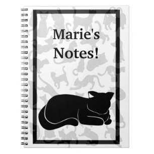 Black Cat Pattern Spiral Notebook