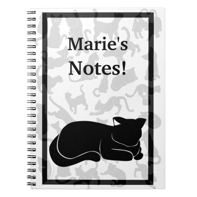 Black Cat Pattern Spiral Notebook (Front)