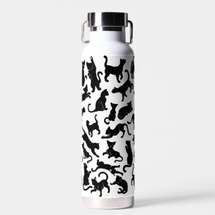 Black Cat Pattern Water Bottle