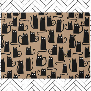 Black Cat Pattern Welcome Doormat