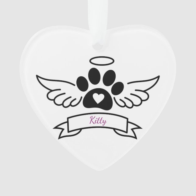 Black Cat Paw Pet Memorial Gift For Cat Lovers  Ornament (Front)