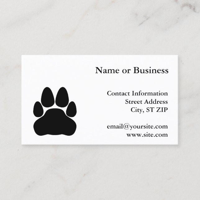 Black Cat Paw Print Shape Business Card (Front)