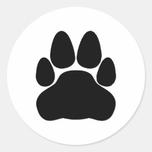 Black Cat Paw Print Shape Classic Round Sticker