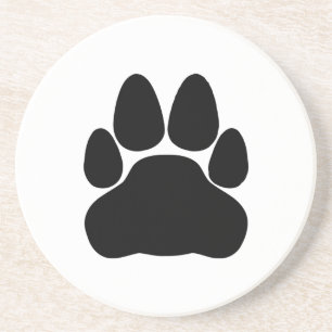 Black Cat Paw Print Shape Coaster