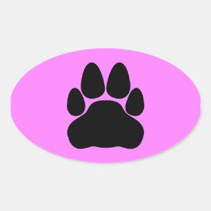 Black Cat Paw Print Shape Oval Sticker