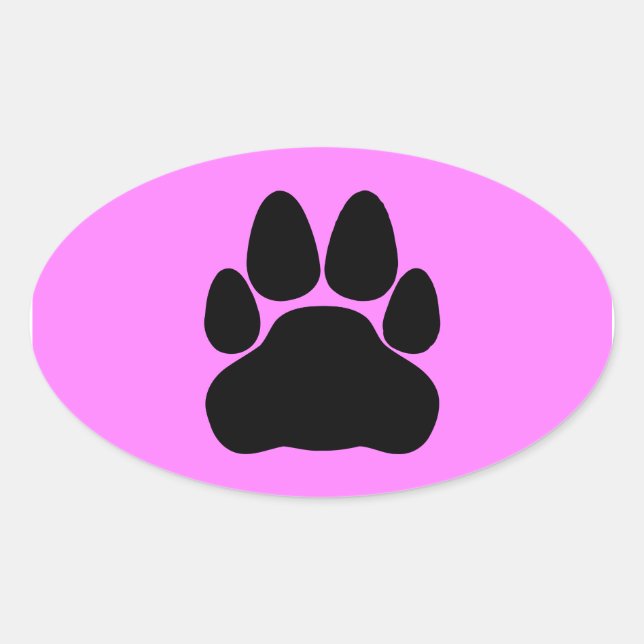 Black Cat Paw Print Shape Oval Sticker (Front)
