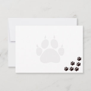 Black Cat Paw Prints Monogram Blank  Card