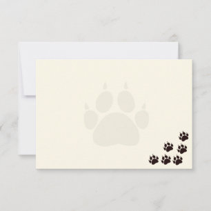 Black Cat Paw Prints Monogram Blank Cream  Card