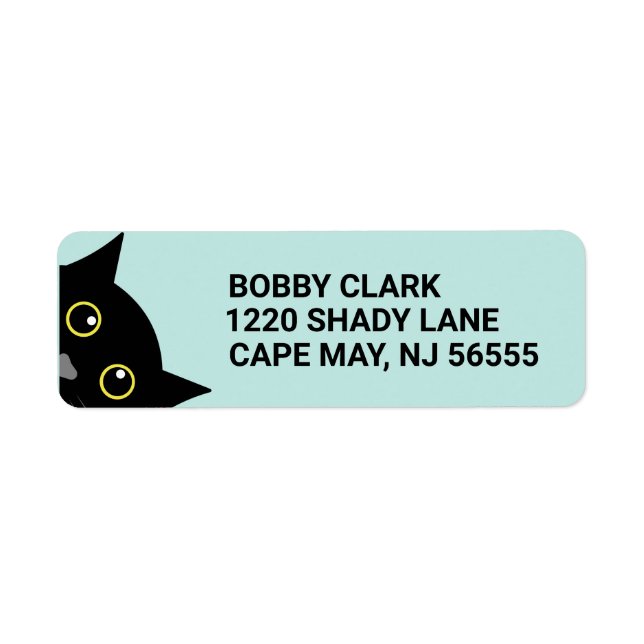 BLACK CAT PEEKING ART Return Address Labels (Front)