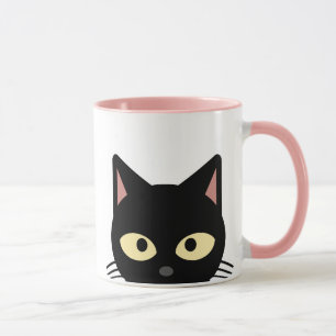 BLACK CAT PEEKING COFFEE MUGS