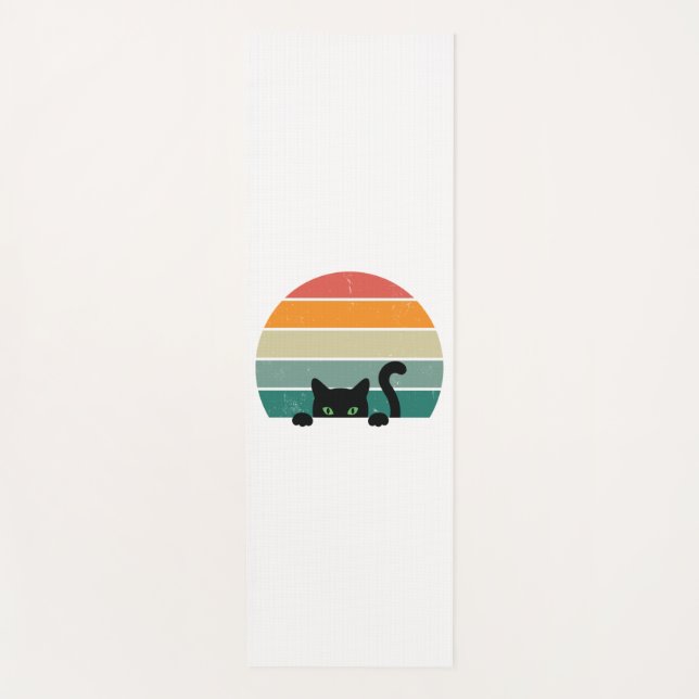 Black Cat Peeking Sunset Vintage    3 Yoga Mat (Front)