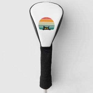 Black Cat Peeking Sunset Vintage 4 Golf Head Cover