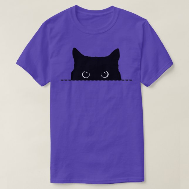Black Cat Peeking  T-Shirt (Design Front)