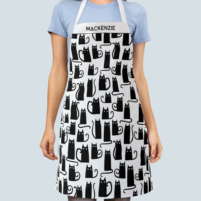 Black Cat Personalised Apron (Creator Uploaded)