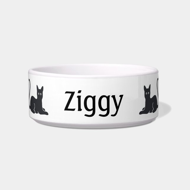 Black Cat Personalised Cat Bowl (Front)