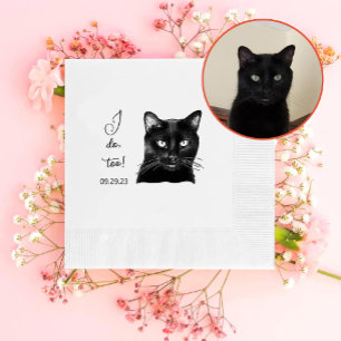 Black Cat Personalised I Do Too Napkin