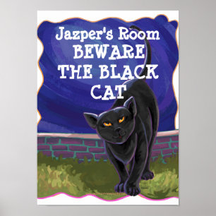 Black Cat Personalised Room Poster