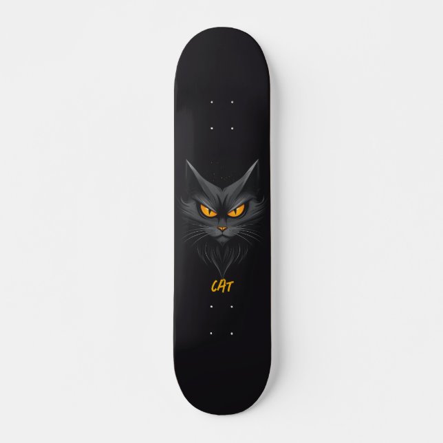 Black Cat Personalised Skateboard (Front)