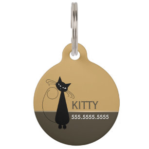 Black Cat, Personalized Pet Details & QR Code Tag