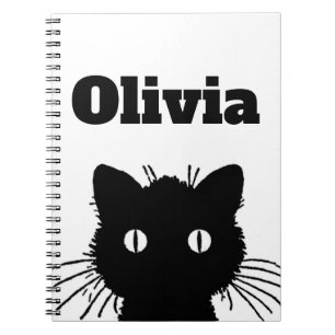 Black Cat Personnalised Spiral Notebook