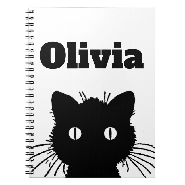 Black Cat Personnalised Spiral Notebook (Front)