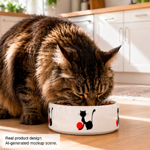 Black Cat Pet Bowl Cute Cat Lover Feeding Dish