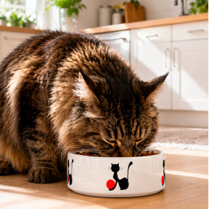 Black Cat Pet Bowl Cute Cat Lover Feeding Dish