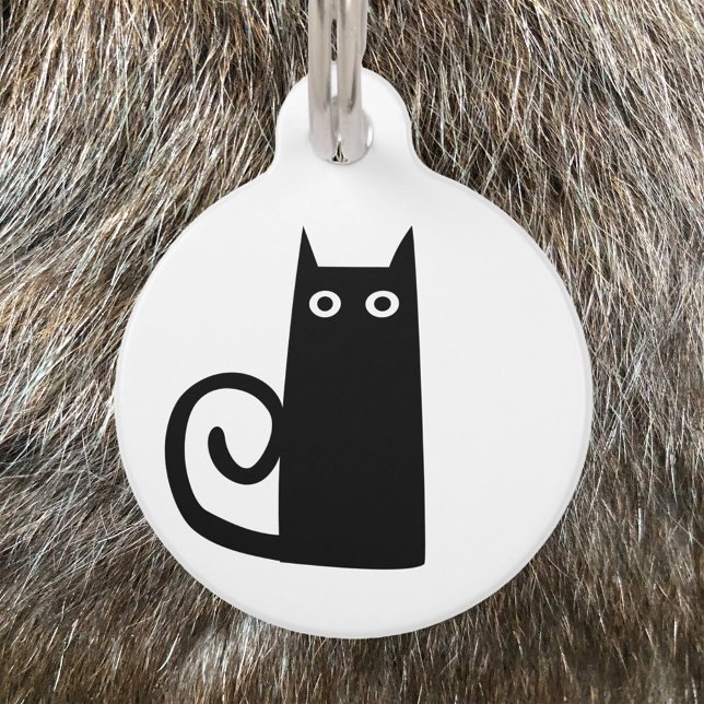 Black Cat Pet Tag (Black Cat fun personalized pet tag)