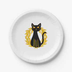 Black Cat Pets Horror Halloween Kids Paper Plate