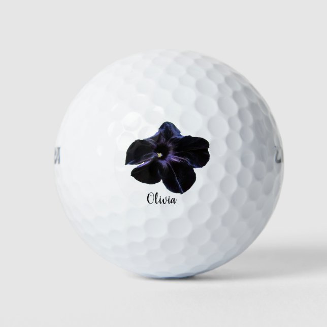 Black Cat Petunia Personalised Golf Balls (Front)