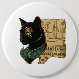 Black Cat Pharaoh Design 6 Cm Round Badge