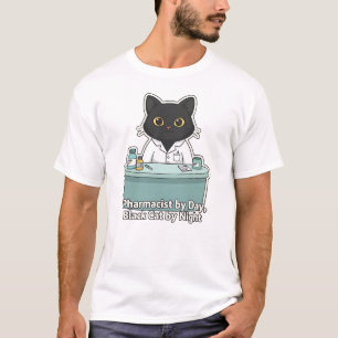 Black Cat Pharmacist Pharmacy Quote Illustration T-Shirt