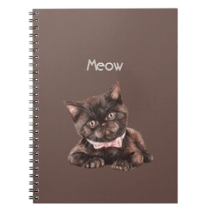 Black Cat Pink Bow Notebook
