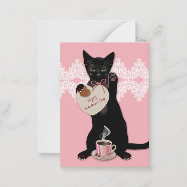Black Cat Pink Valentine Pack Card (Front)