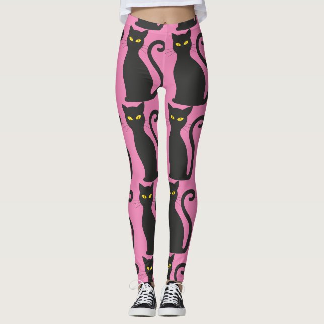BLACK CAT & PINK YOGA PANTS (Front)