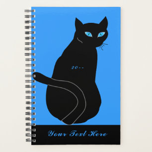 Black Cat Planner Custom Text Name Year / Colours