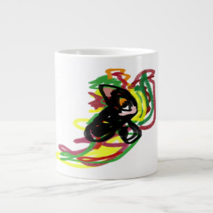 Black Cat play autumn  Large Coffee Mug