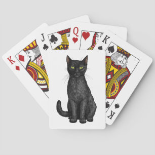 Black cat playing cards