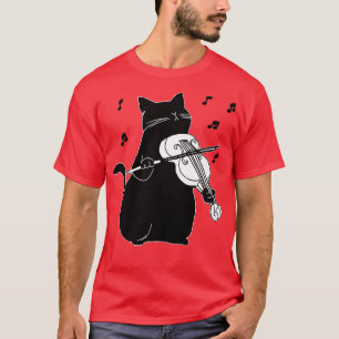Black Cat Playing Violin Funny Musician  T-Shirt