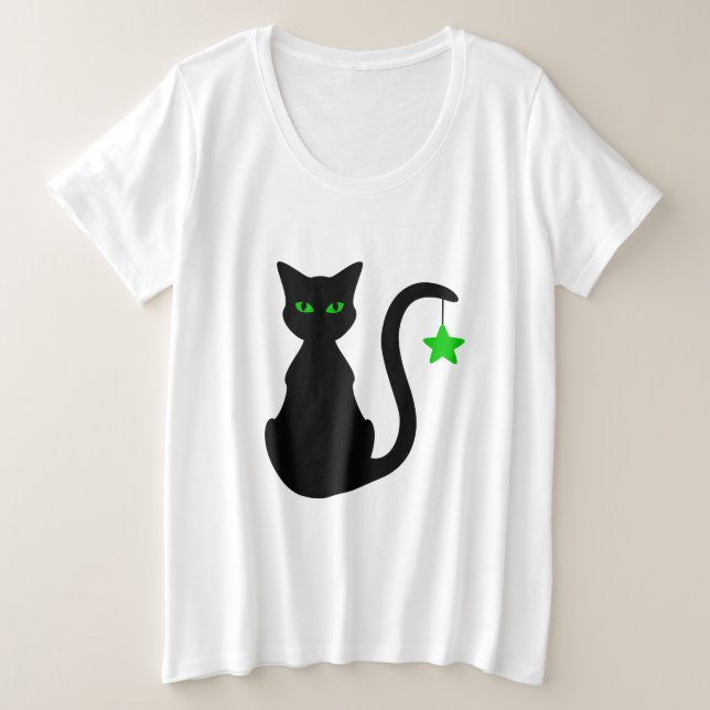 Black Cat Plus Size T-Shirt (Design Front)