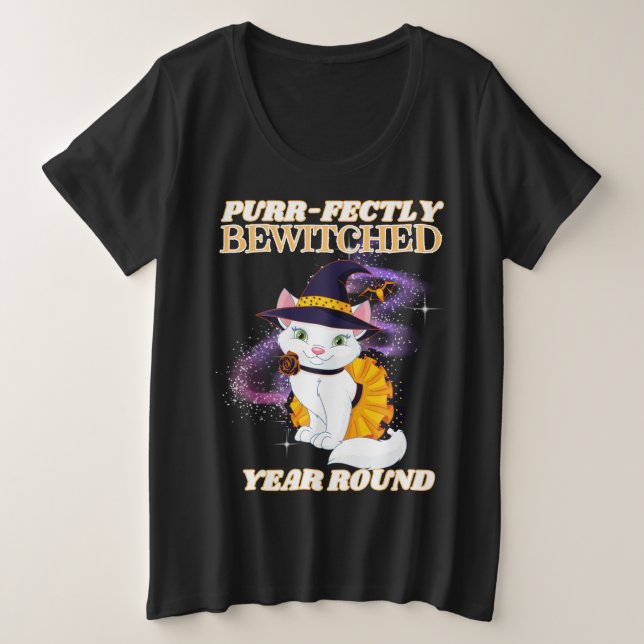 Black Cat Plus Size T-Shirt (Design Front)