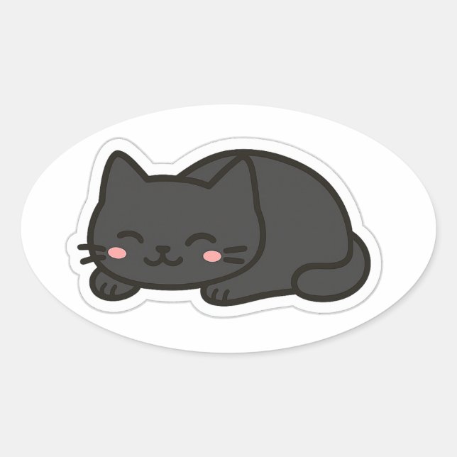 Black Cat PNG Sticker – Cute Kawaii Cat Loaf (Front)