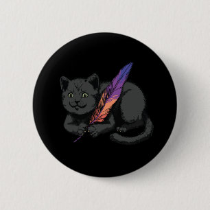 Black Cat Poet 6 Cm Round Badge