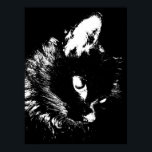 Black Cat Pop Art Poster Print - Cat Posters<br><div class="desc">Pop Art Syle Black Cat Portrait - Face of Black Cat - Black & Wihite Digital Animal Artwork Poster Print</div>