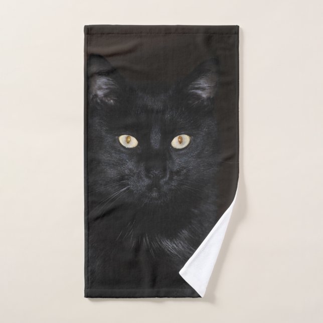 Black Cat Portrait Hand Towel (Hand Towel)