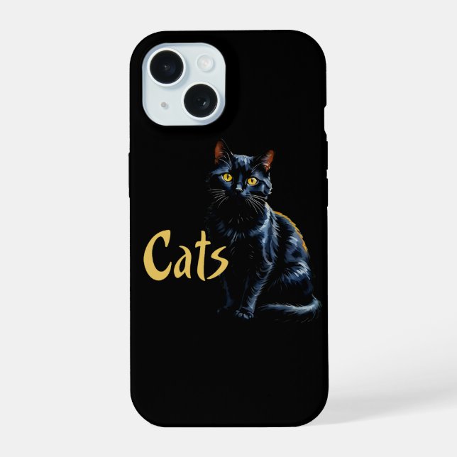  Black Cat Portrait iPhone 15 Case (Back)